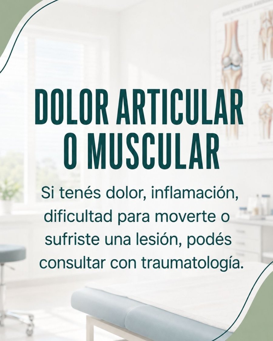 Dolor articular o muscular: si tenés dolor, inflamación, dificultad para moverte o sufriste una lesión, podés consultar con traumatología.